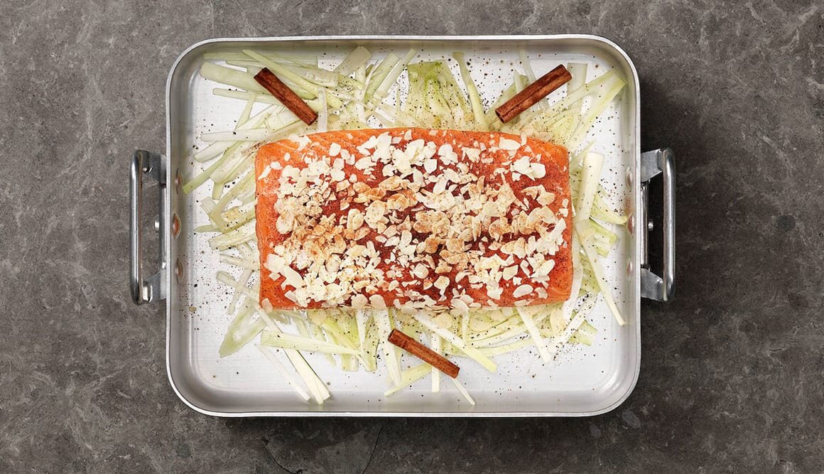 Norwegian Salmon with Almonds, Cinnamon and Fennel