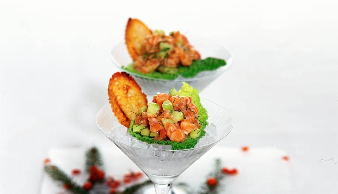 Norwegian Salmon Tartar with Christmas Seasoning