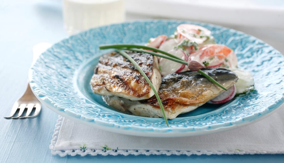 Grilled Norwegian Mackerel with Summer Salad