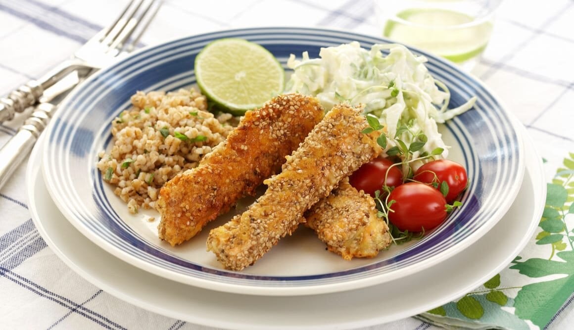 Norwegian Salmon Fish Fingers with Coleslaw