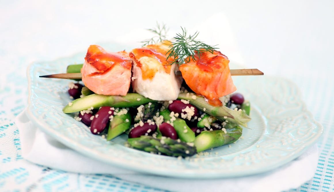 Skewers with Norwegian Halibut and Salmon