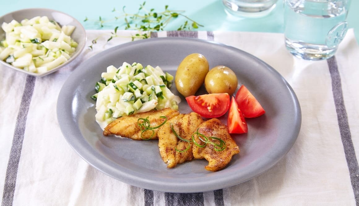 Norwegian Flounder with Melon and Cucumber Sauce
