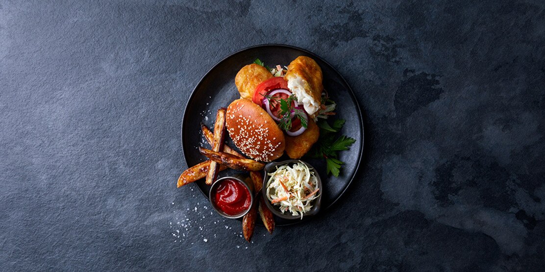 Crispy fish burger with Norwegian cod
