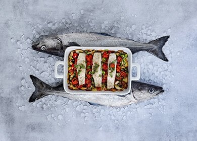 Baked Norwegian Saithe with Green Sauce