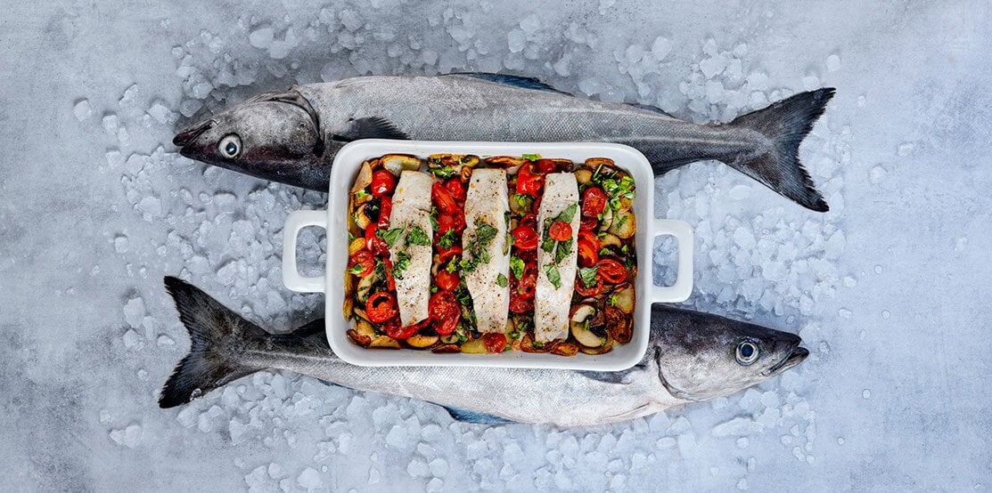 Baked Norwegian Saithe with Green Sauce