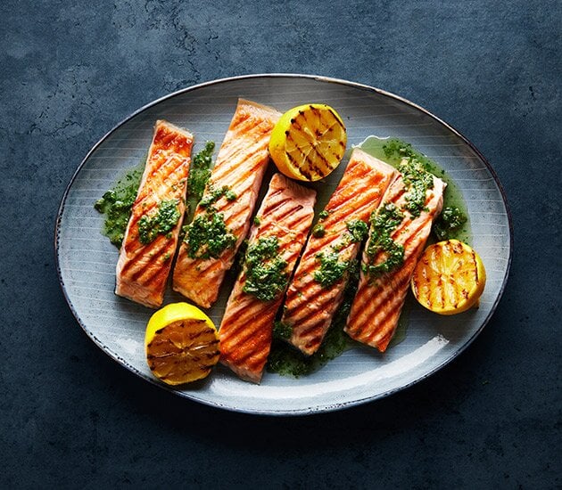 Grilled Norwegian salmon with salsa verde