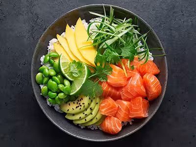 Easy Norwegian salmon poke bowl