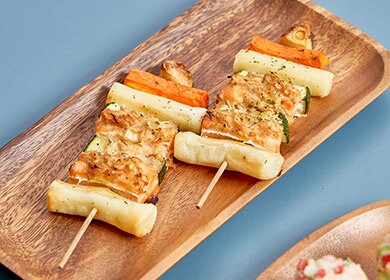 Norwegian Salmon Rice Cake Skewers