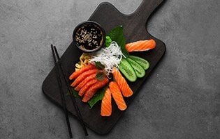 Sashimi and Nigiri with Norwegian salmon