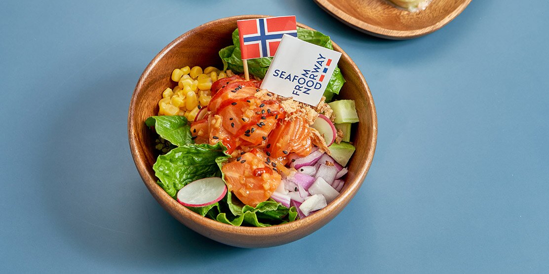 Norwegian Salmon Poke with Seaweed Puree