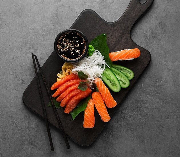 Sashimi and Nigiri with Norwegian salmon