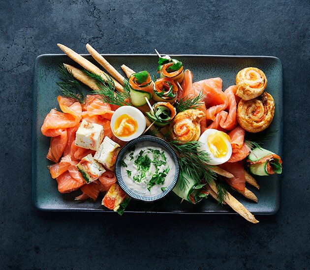 Sharing platter with Norwegian salmon