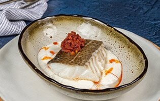 Norwegian skrei with chorizo and cauliflower