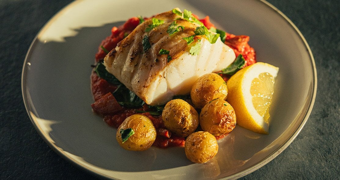 Skrei with Pepper Sauce and Chorizo