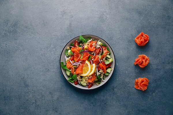 Quinoa salad with Norwegian smoked salmon | Seafood from Norway