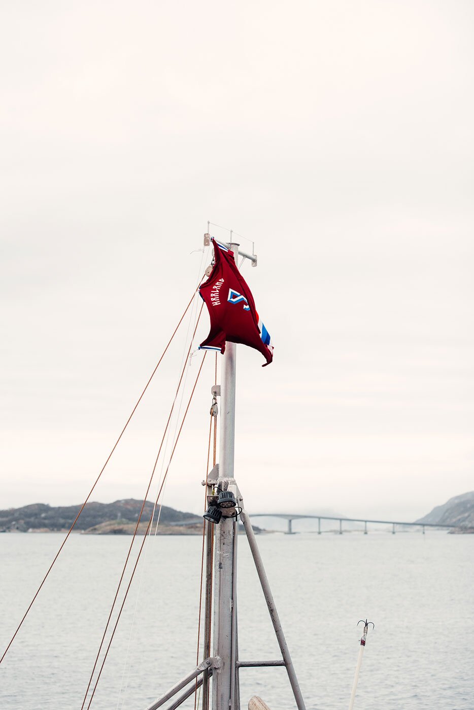 Boat at sea with Haaland jersey as a flag