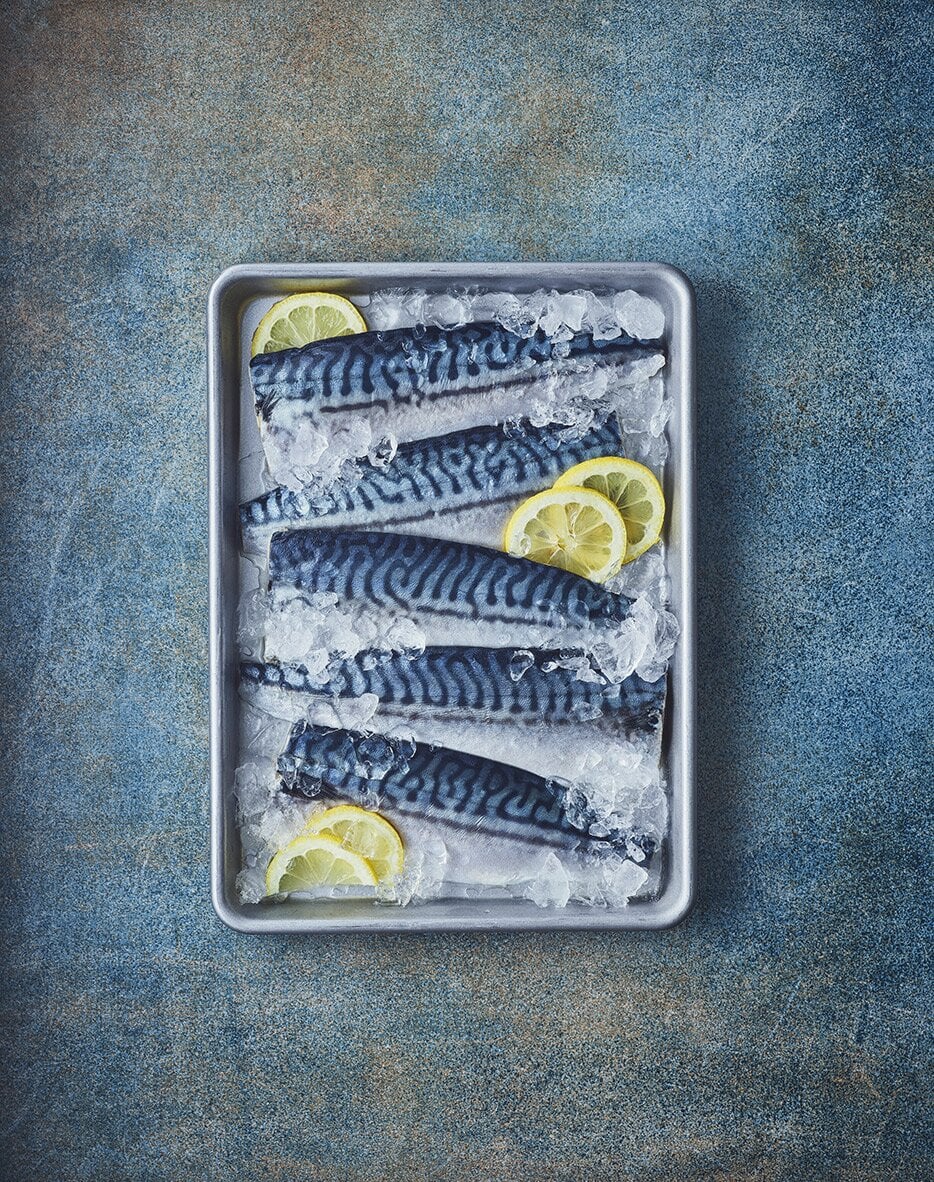 Fillets of Mackerel on ice
